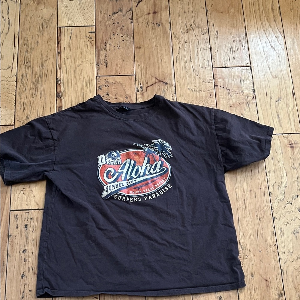 SHEIN Black Aloha Graphic Tee